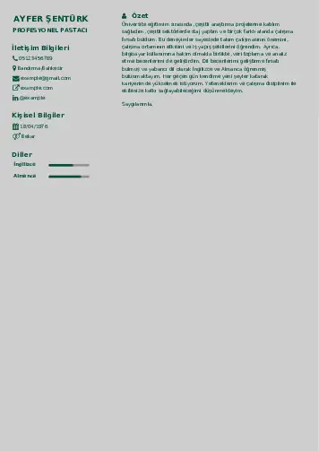 Pastacı Cv Örnekleri cv indir